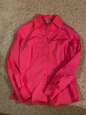 Worthington Bright Pink Button-Up Blouse